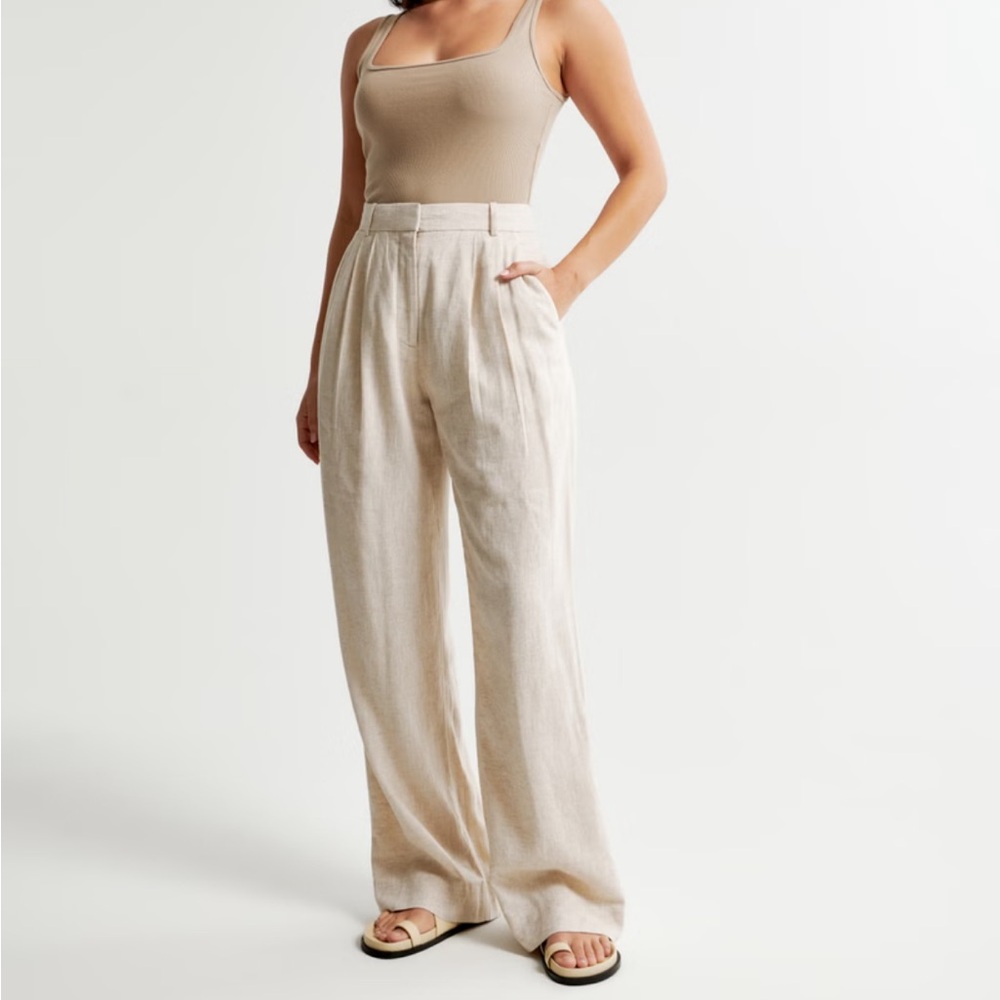 Abercrombie Curve Love A&F Sloane Tailored Linen-Blend Pant - like NEW!
